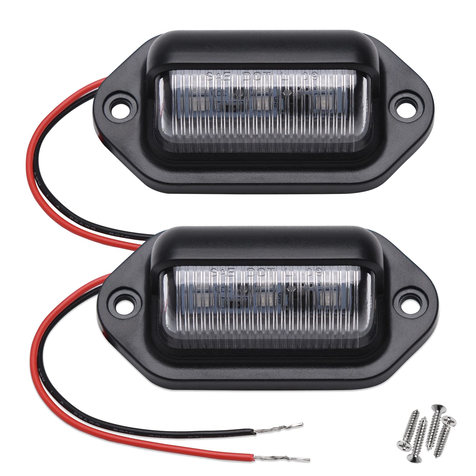 2 件氙白色 LED 牌照灯，12V-24V DC 防水 6-SMD 灯尾灯(图1)