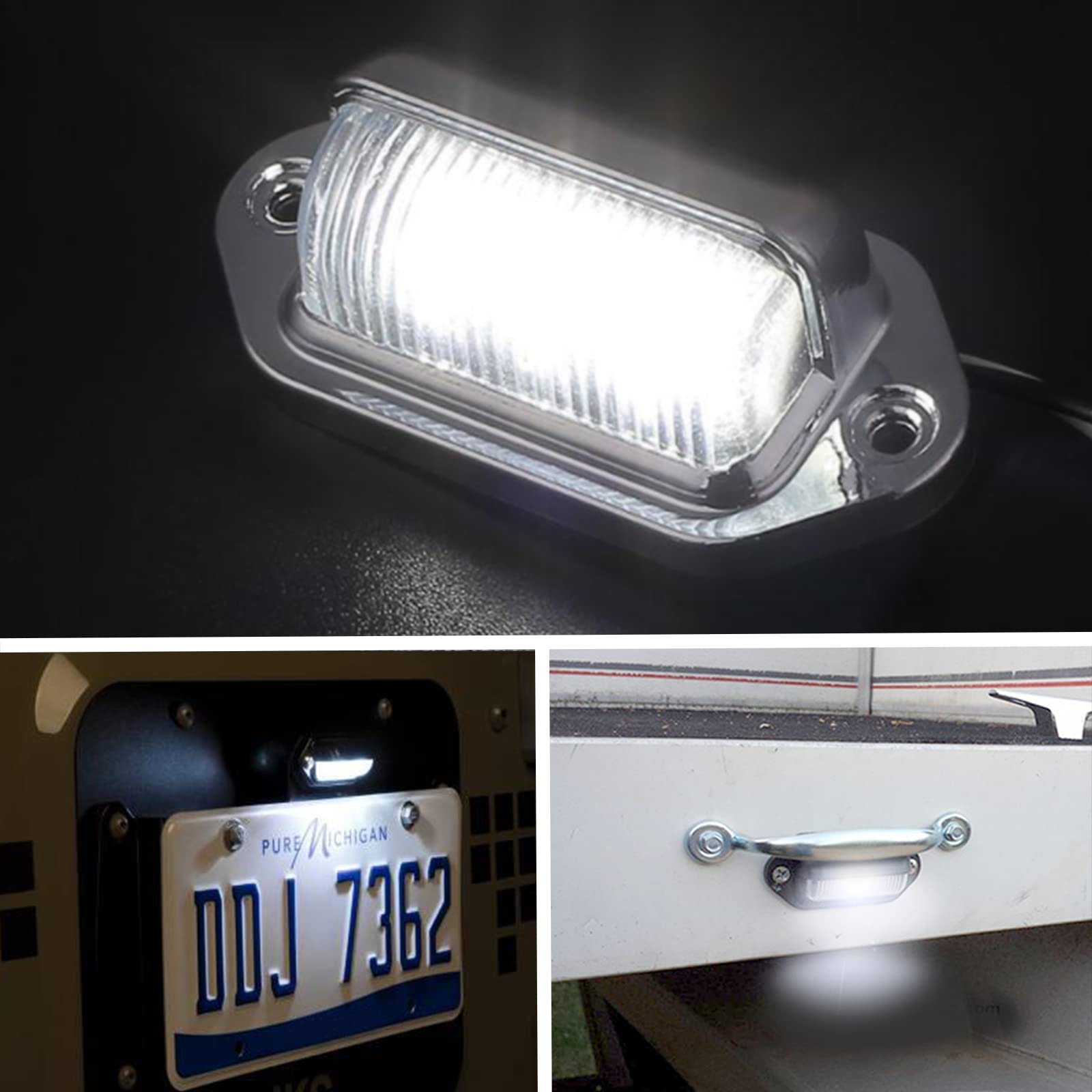 2 件氙白色 LED 牌照灯，12V-24V DC 防水 6-SMD 灯尾灯(图8)