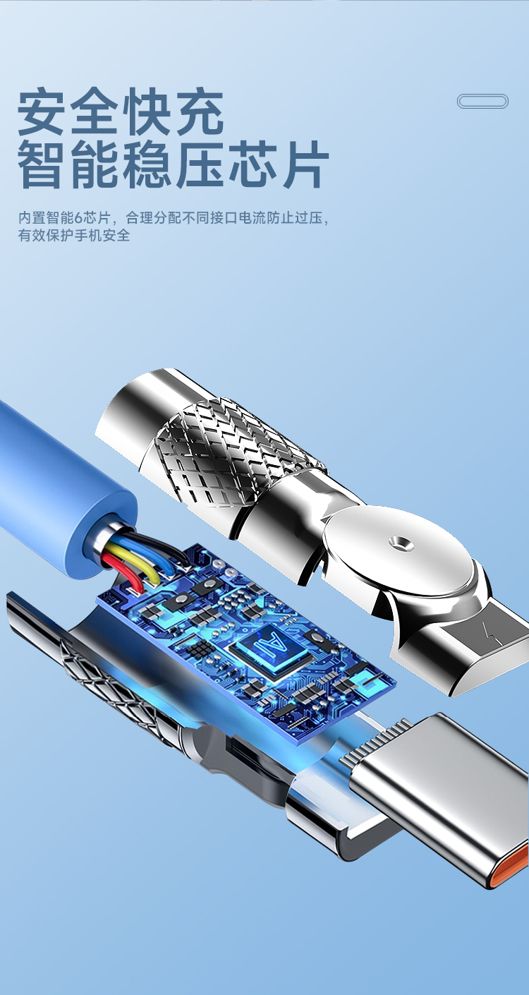 多充电线 3 合 1 尼龙编织多 USB 快速充电线适配器 C 型 Micro USB 端口连接器(图9)