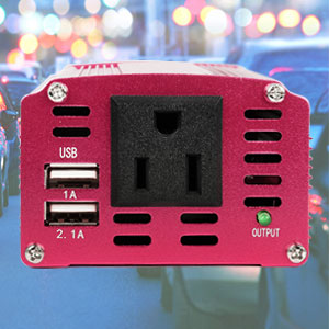 300W 汽车交流电源逆变器 DC 12V 至 110V 适用于车辆转换器 3.1A 双 USB 快速充电端口车载充电器适配器，红色(图6)