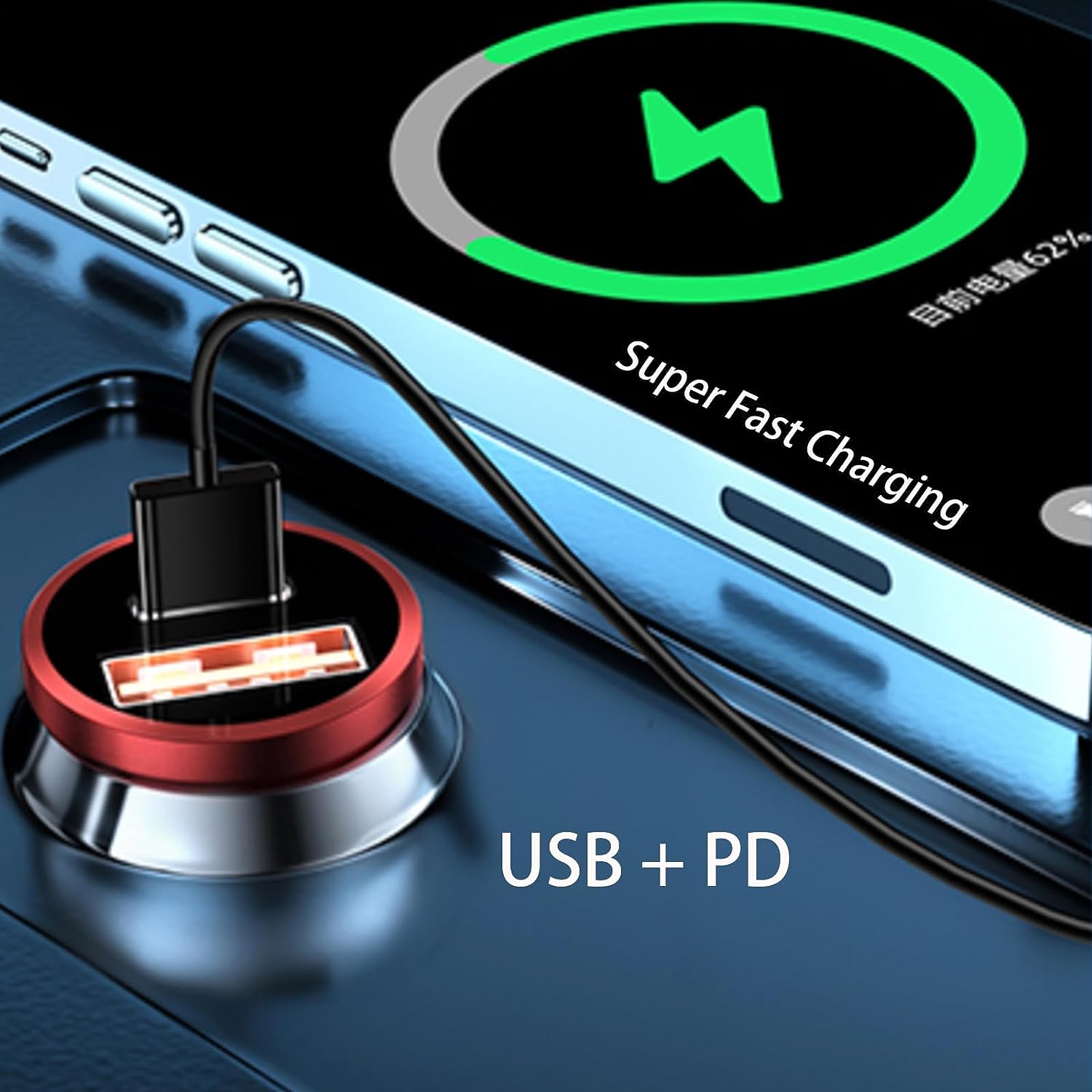 迷你车载充电器打火机快速充电适用于 iPhone QC3.0 迷你 PD USB C 型车载手机充电器兼容三星华为小米