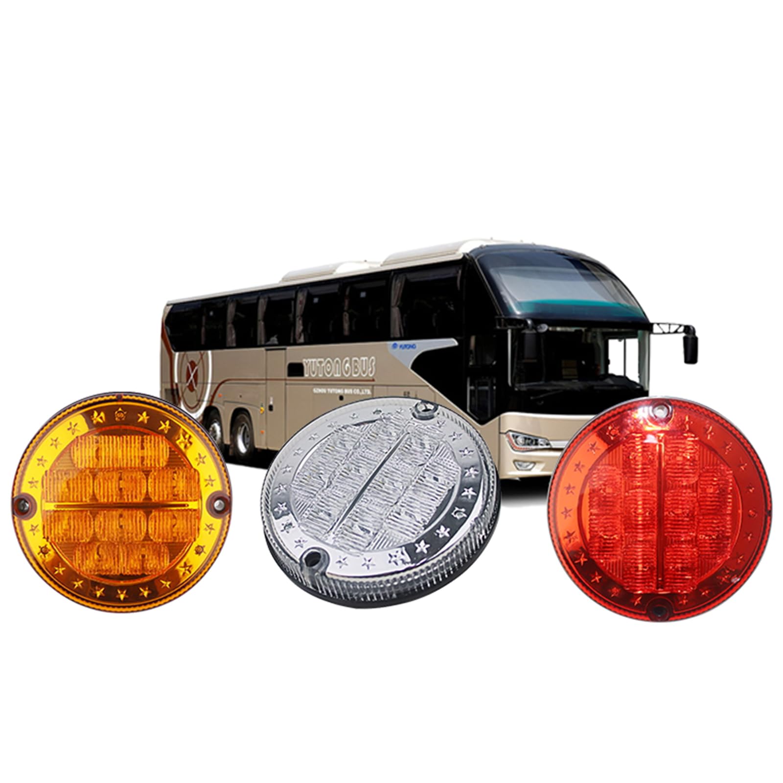 圆形 LED 拖车尾灯防水公共汽车转向信号闪光灯 LED 灯带垫圈适用于卡车拖车 RV UTE UTV 巴士灯（琥珀色）(图1)